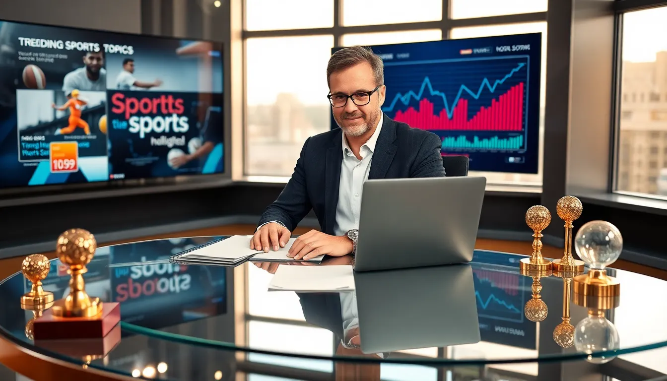sports journalist David Jones in a modern newsroom setting.