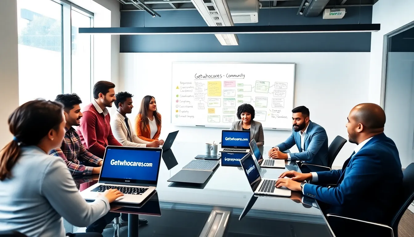 diverse team collaborating in a modern office setting.