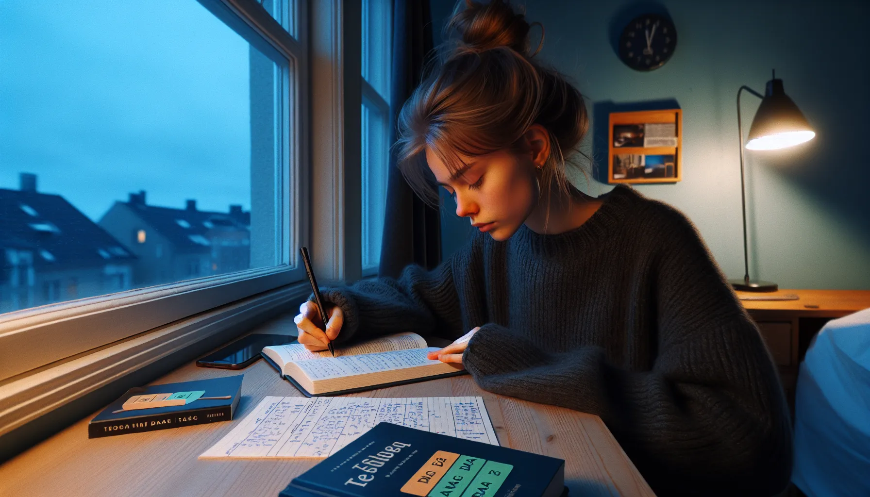 Student closes book and writes key points from memory using spaced repetition.