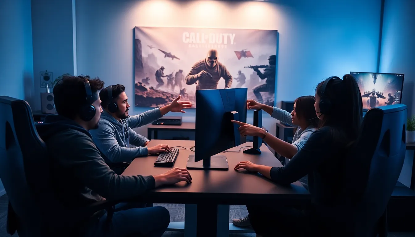 diverse gamers using high-tech setups in a modern gaming environment.