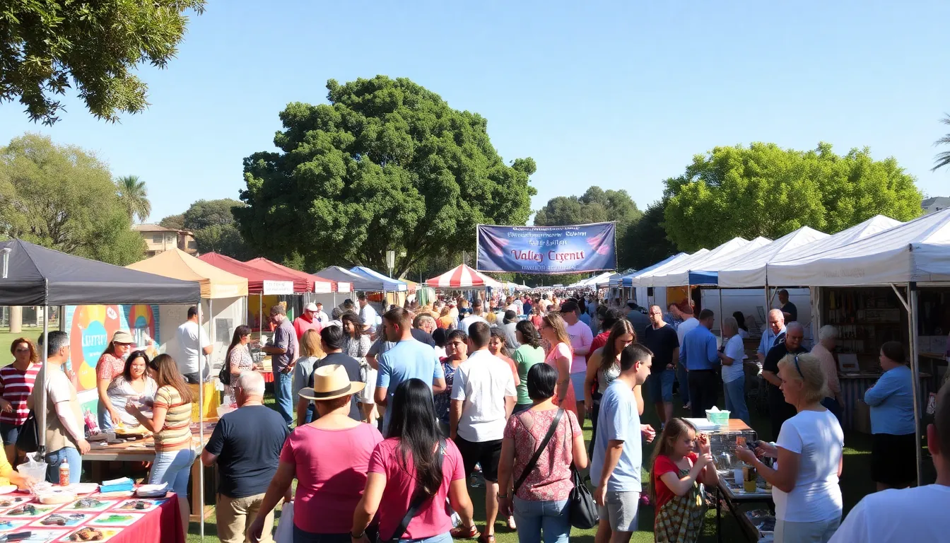 community gathering at an arts and crafts fair in Valley Center.