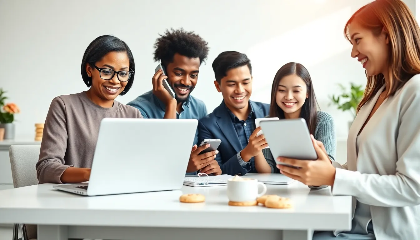 professionals communicating in a modern office setting for CookiesForLove.