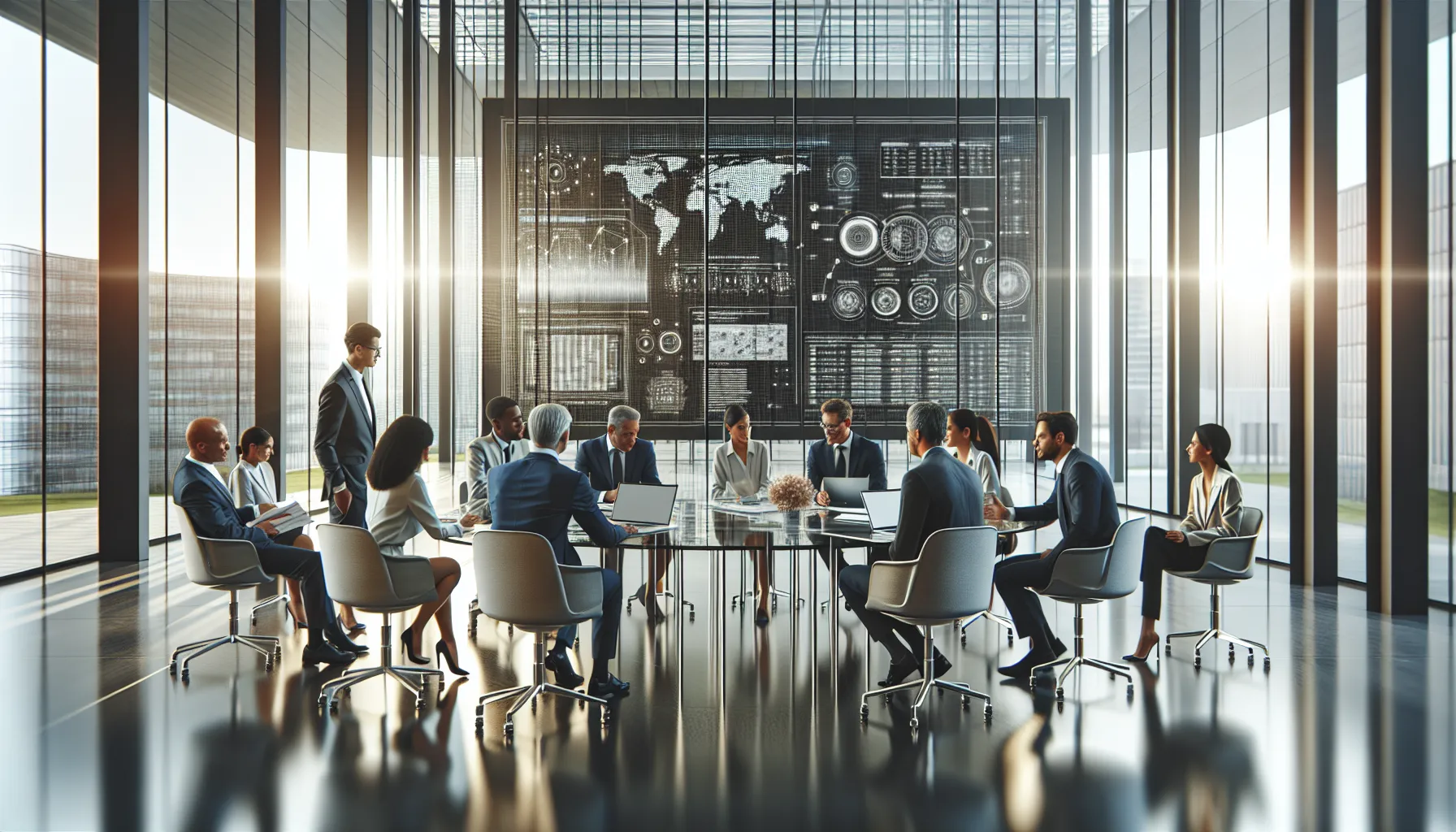 diverse team collaborating in a modern office.