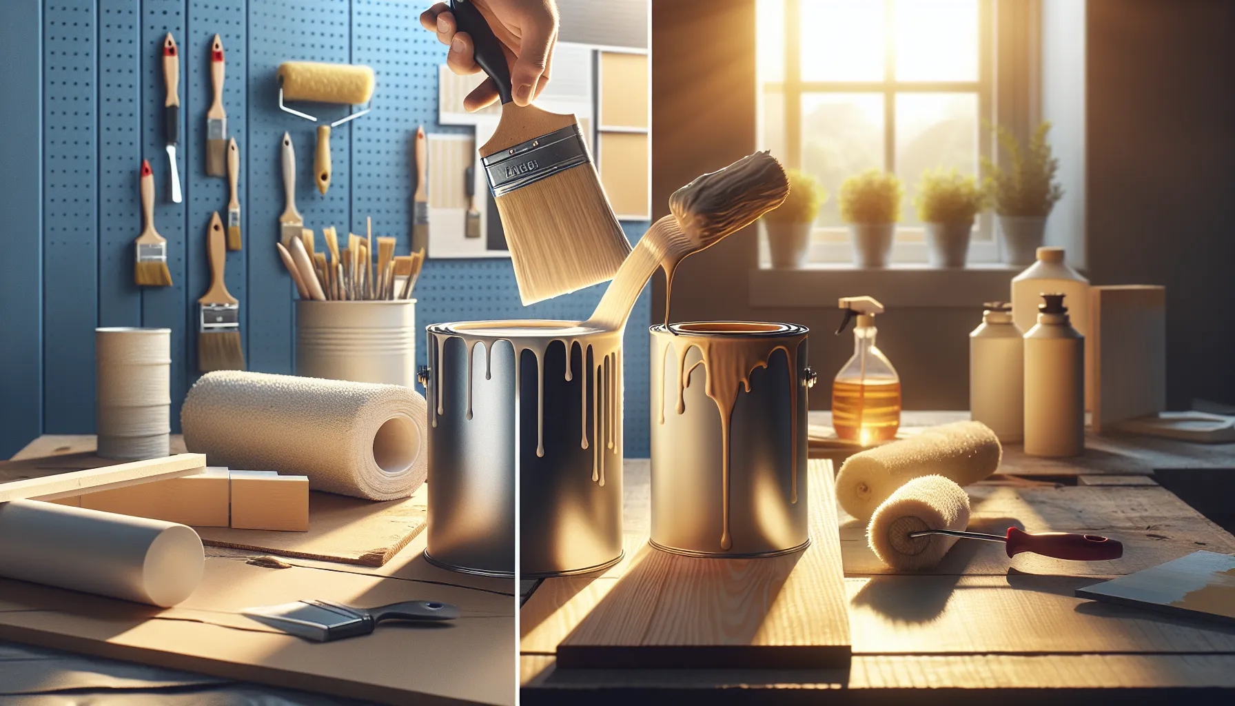 A comparison of latex and oil-based paint in a workshop setting.