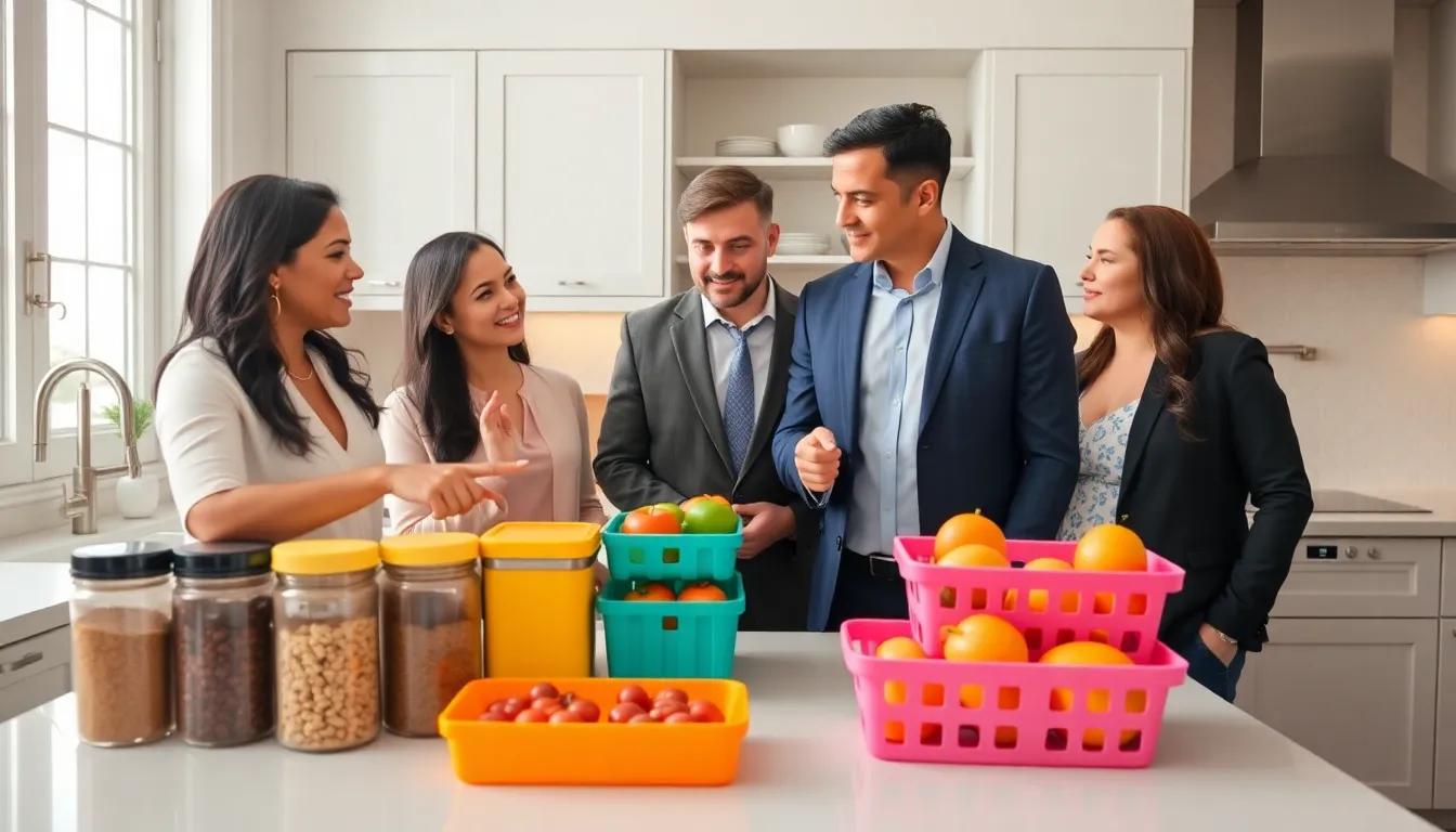 organized kitchen showcasing colorful Dollar Tree storage solutions.