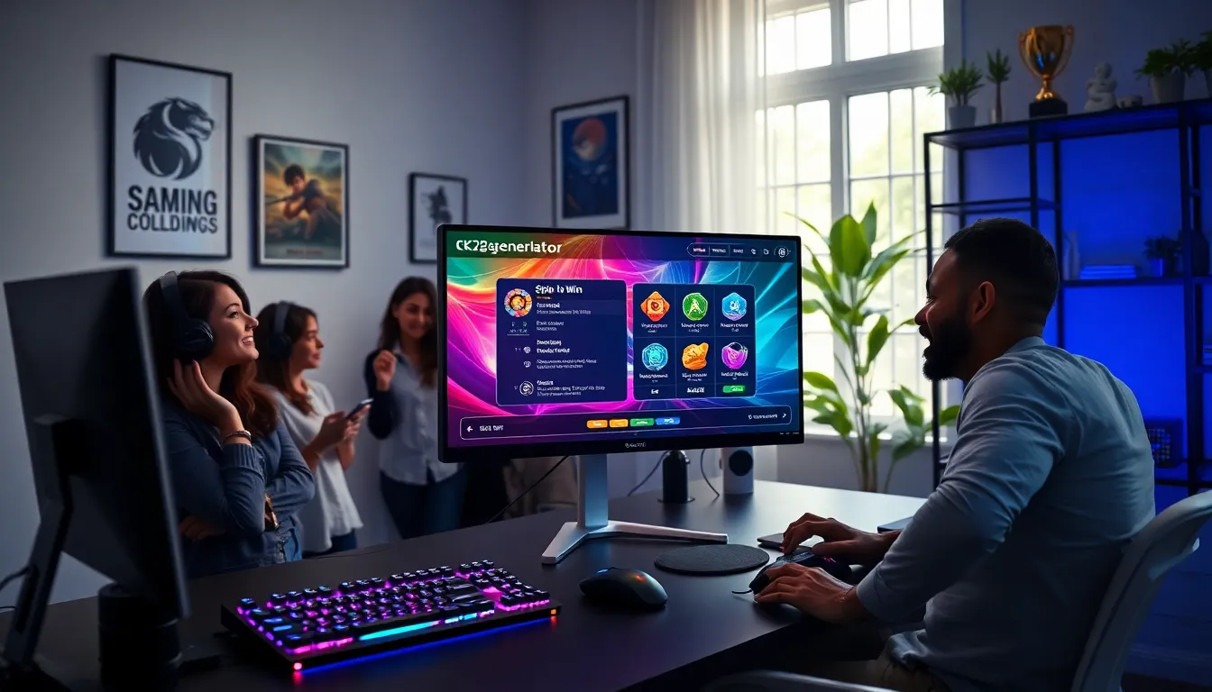 gamers enjoying a Ck2generator setup in a modern office.