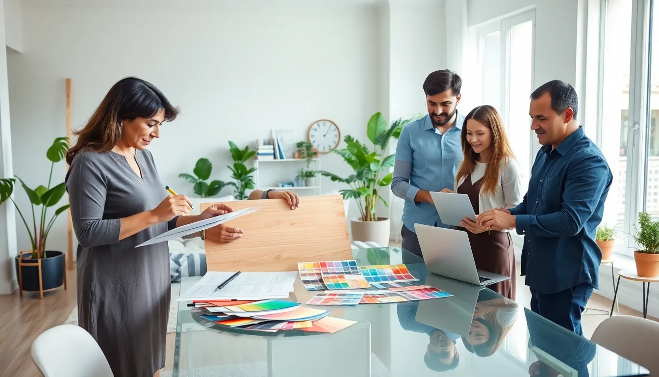 diverse team collaborating on budget-friendly DIY home projects.