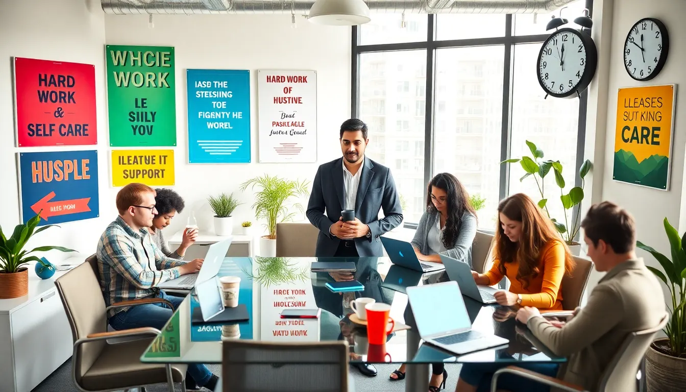 group of diverse professionals working hard in a modern office.