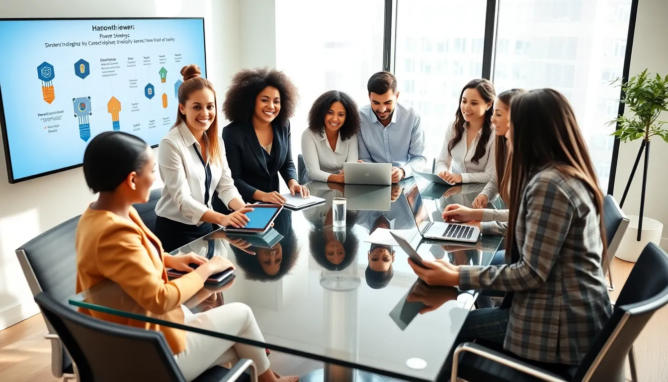 diverse team collaborating in a modern office environment.