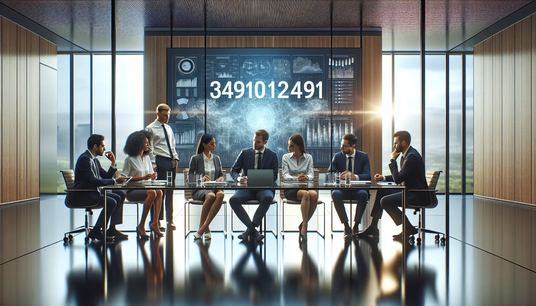 diverse team discussing data and finance in a modern office.