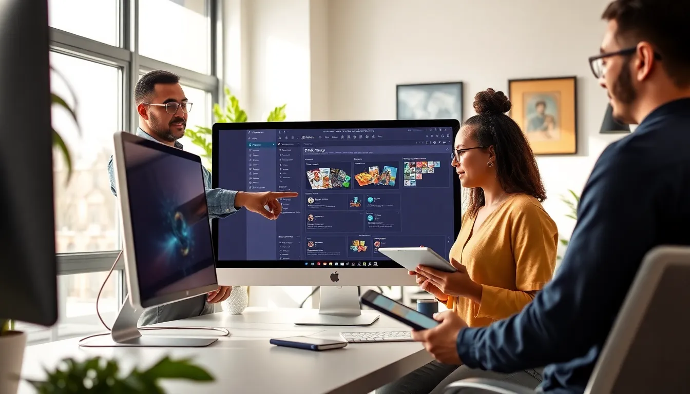 diverse team collaborating in a modern office on CK2Generator.