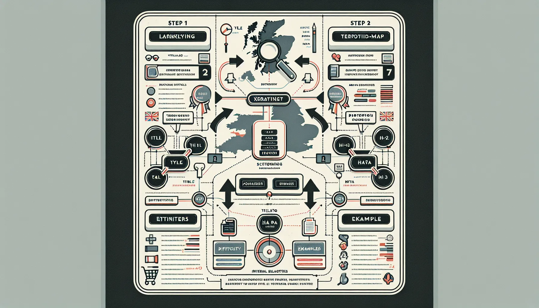 Three-step UK content optimizer workflow from research to on-page improvements.