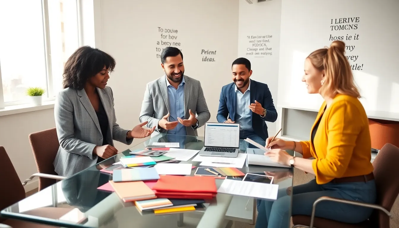 diverse team of event planners collaborating in a modern office.