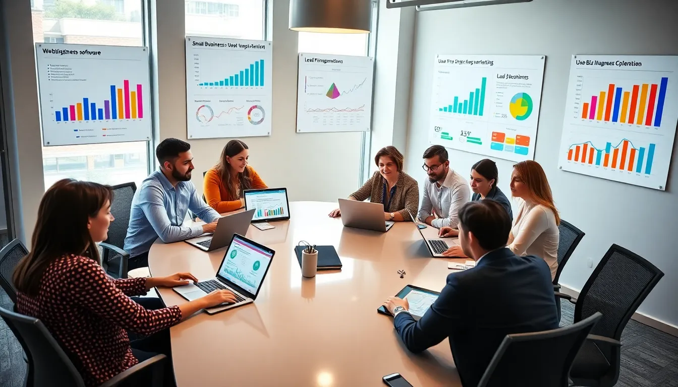 diverse team collaborating on software tools in a modern office.