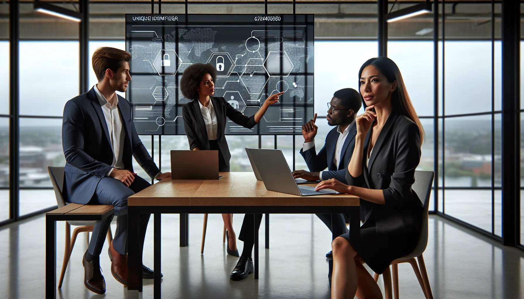 diverse team discussing data security challenges in a modern office.