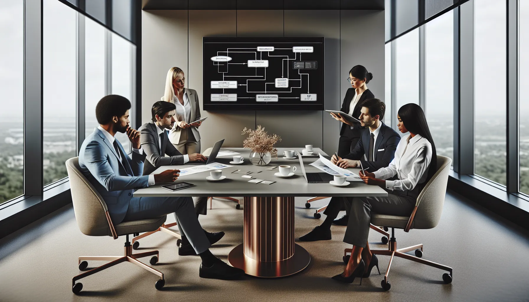 IT team discussing IP address types in a modern office.