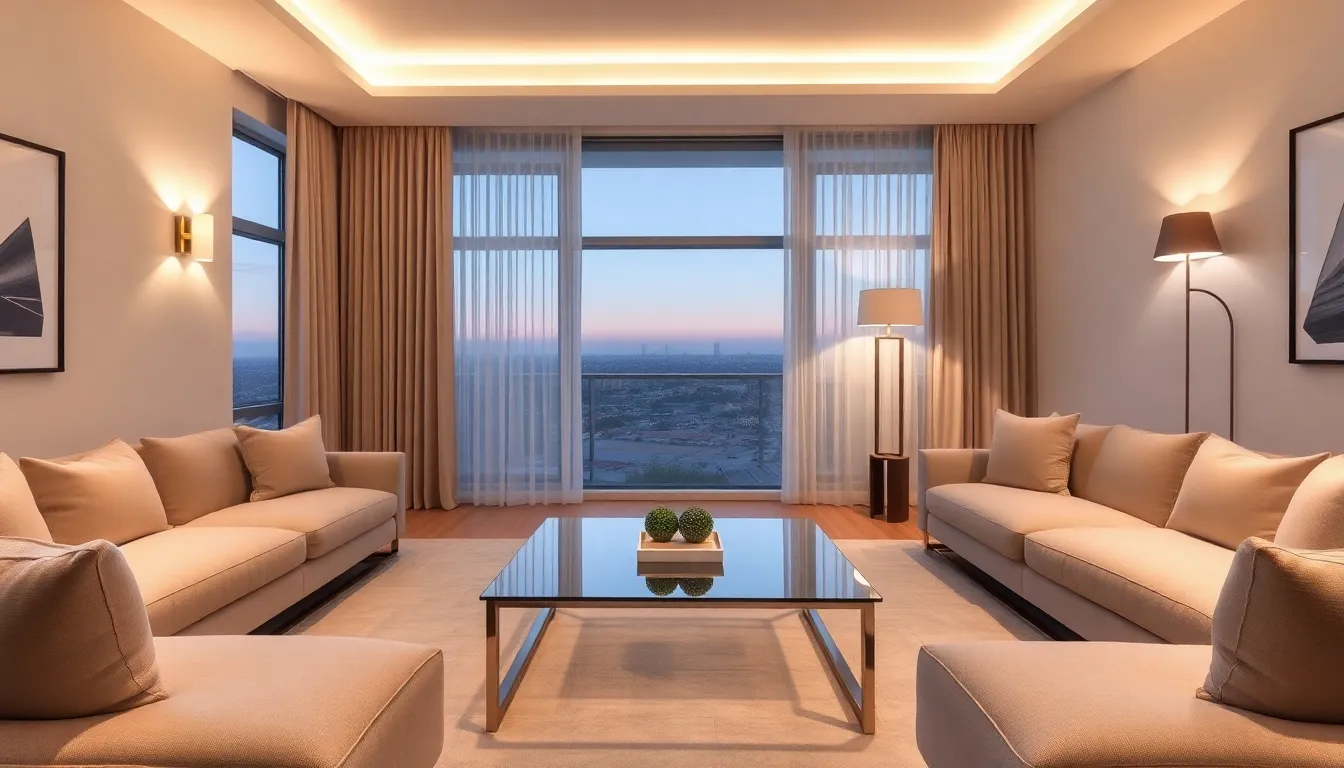 modern living room showcasing effective ambient lighting.