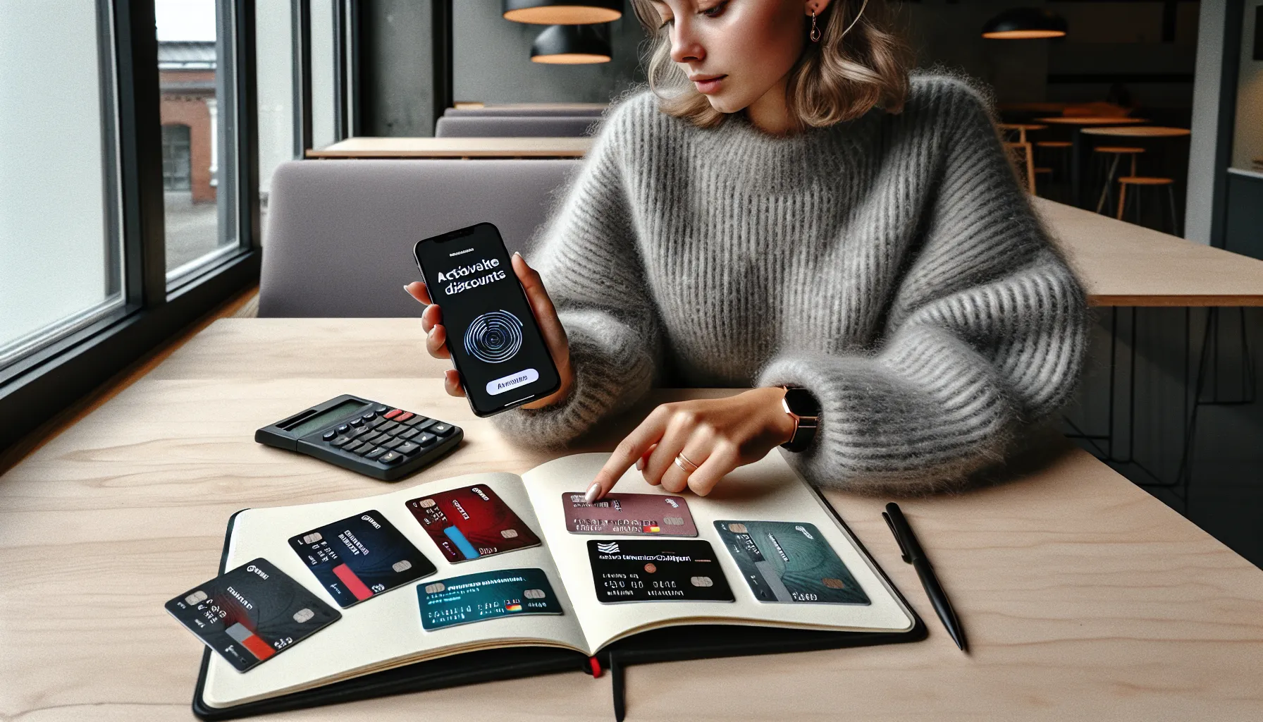 De beste kredittkortene for studenter i norge 3 Norwegian student reviews five credit cards on a phone in a café.