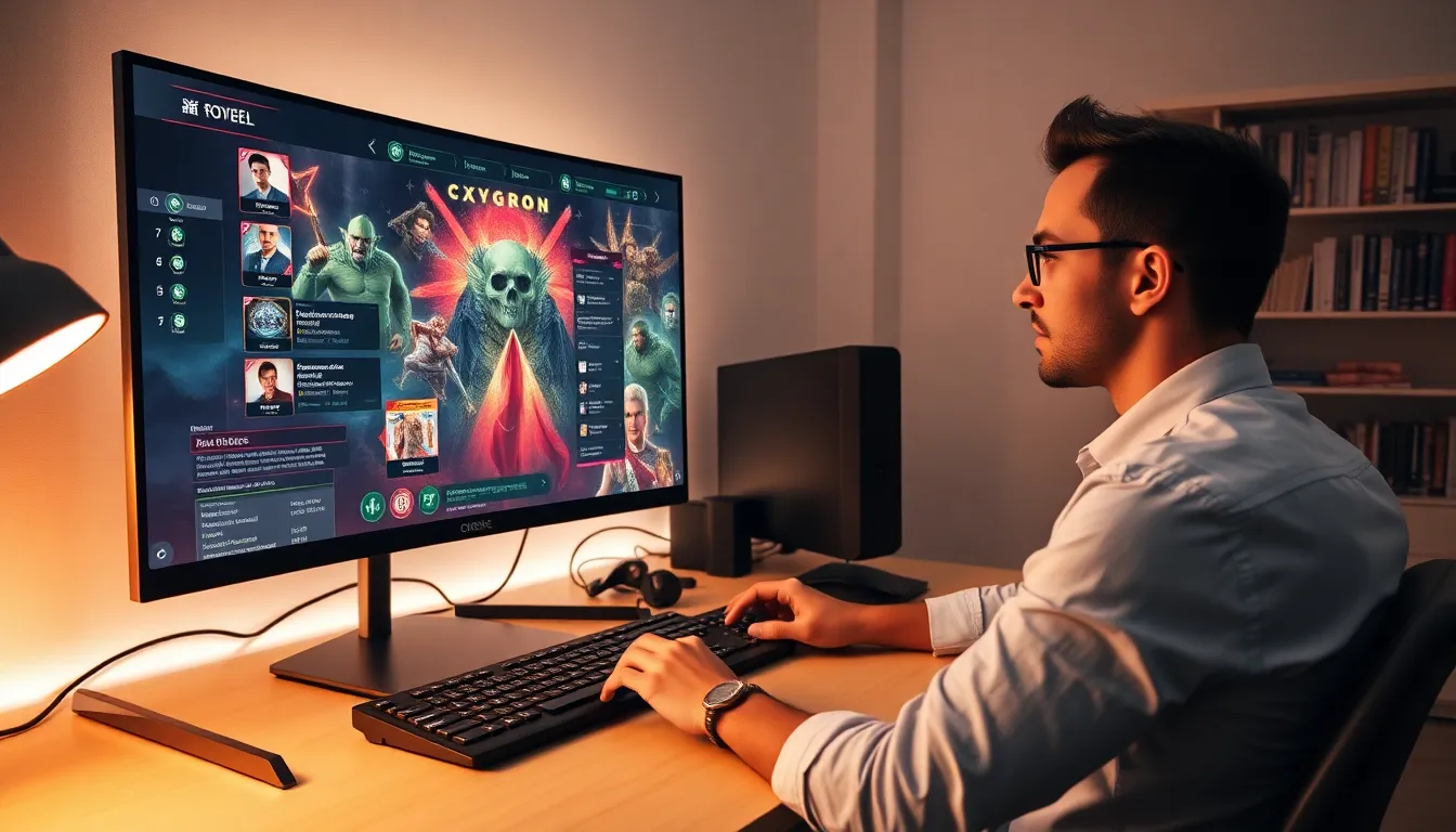 a person engaging with a CK2Generator game setup in a modern office.