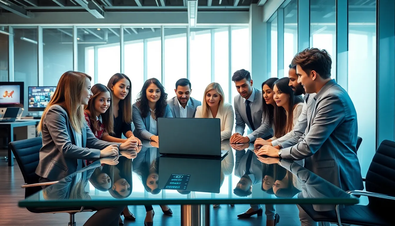 diverse team discussing Color Star Technology in a modern office.
