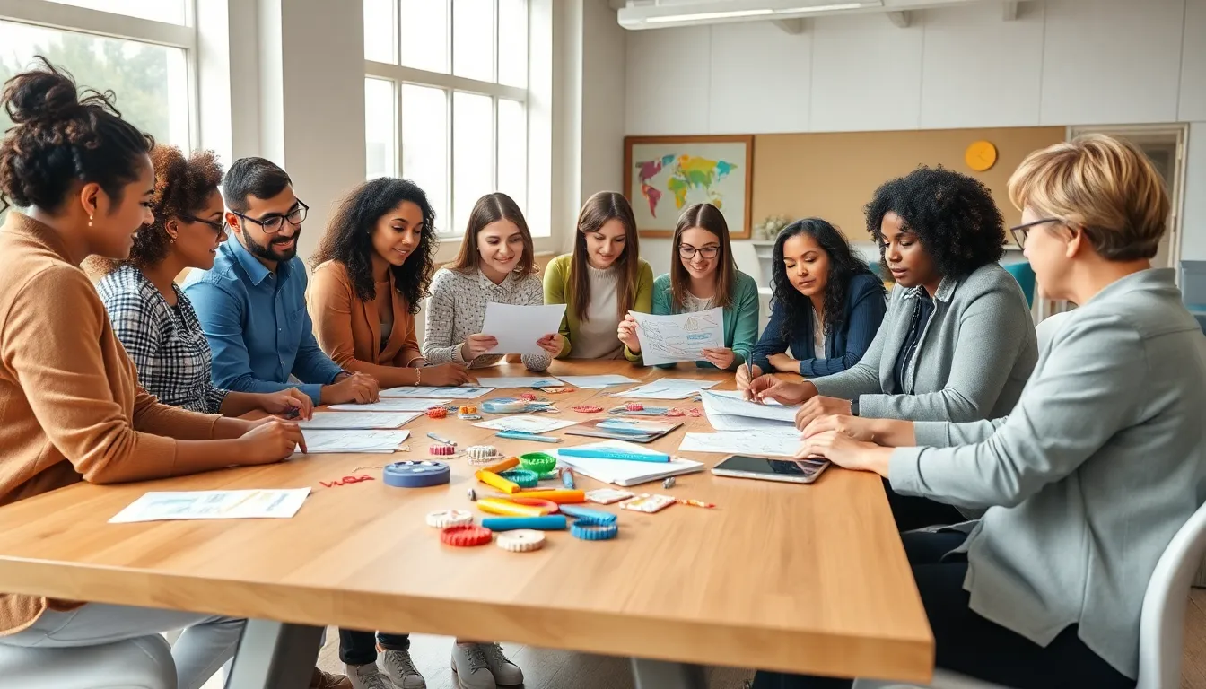 diverse team brainstorming creative event ideas in a modern setting.