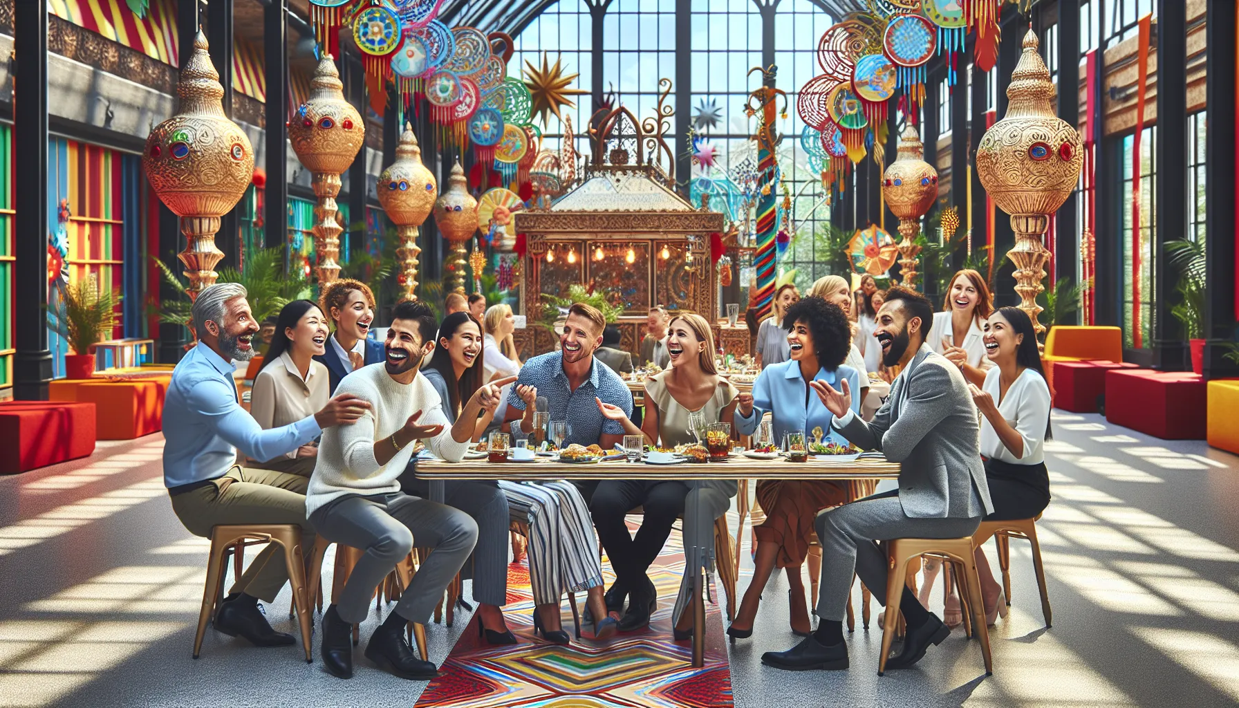 diverse group enjoying a vibrant social event.