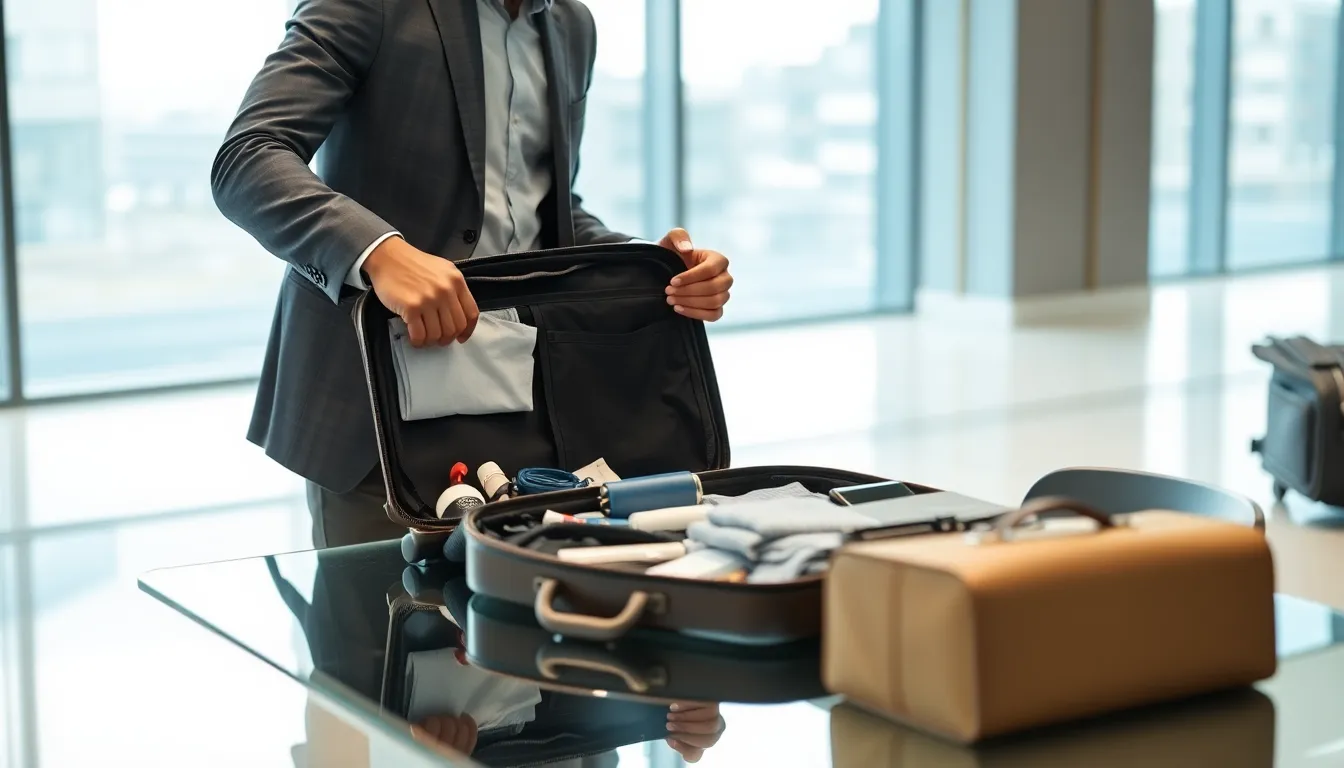 traveler packing efficiently at an airport.