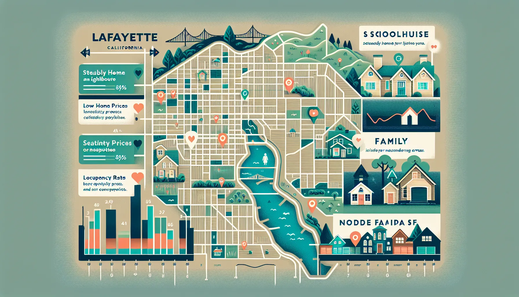 map infographic showing Lafayette neighborhoods and investor highlights