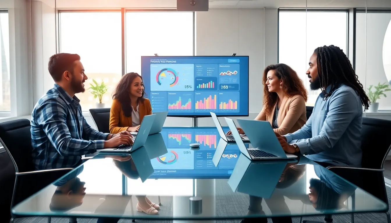 diverse team discussing ideas in a modern office.