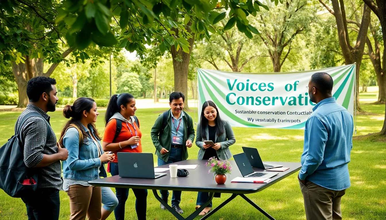diverse group participating in a conservation workshop outdoors.