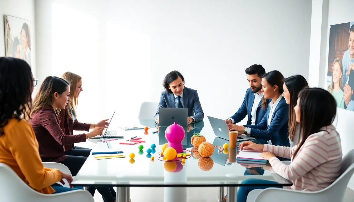 diverse team collaborating in a modern event planning workspace.