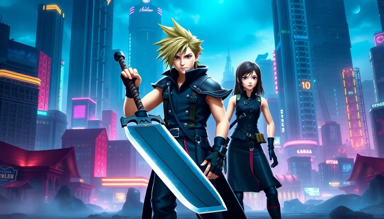 Final Fantasy 7 Remake characters in the city of Midgar.