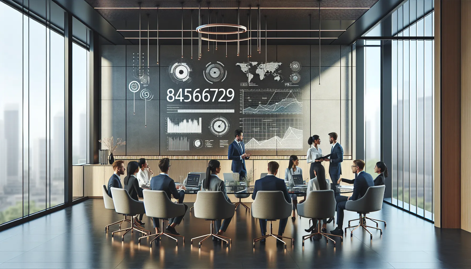 diverse team discussing data insights in a modern office.