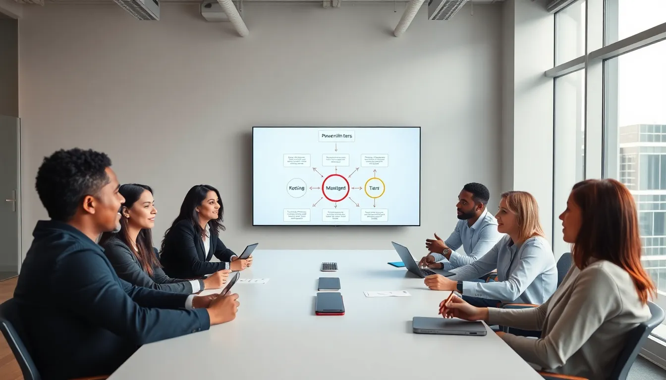 diverse team collaborating in a modern office.