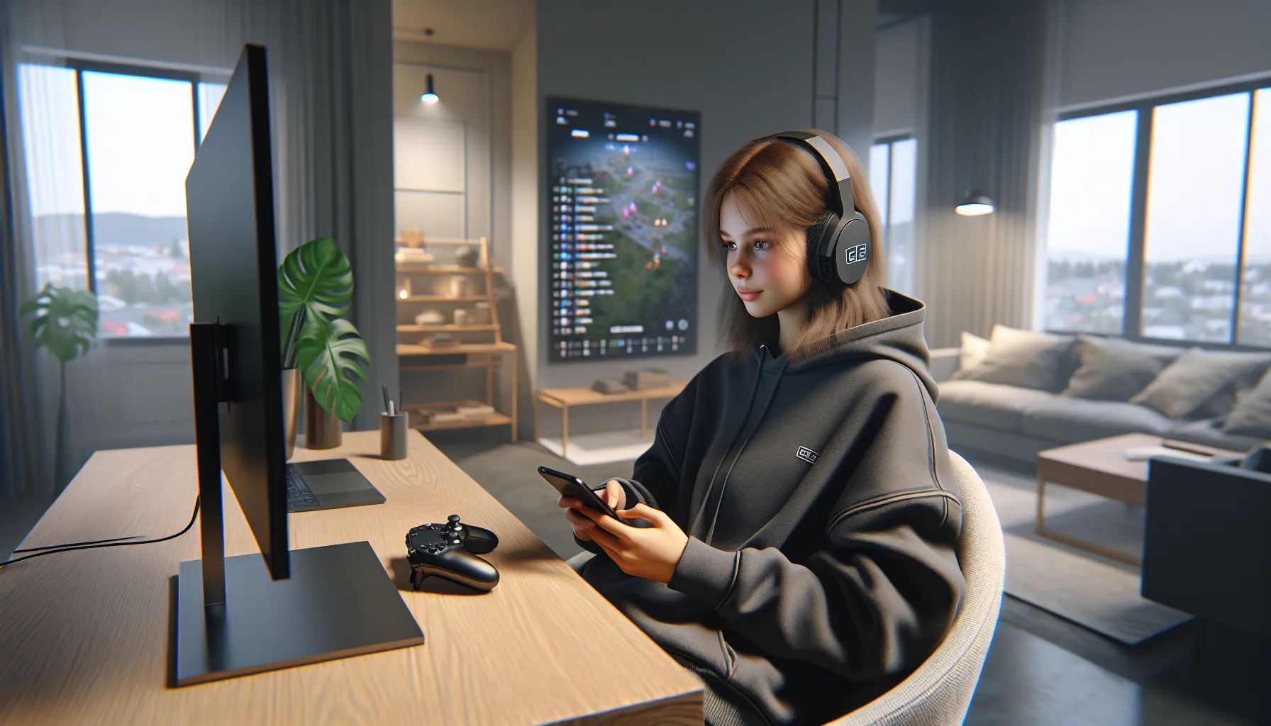 Norwegian gamer plays mobile e-sports, with cloud gaming and cross-play screens.