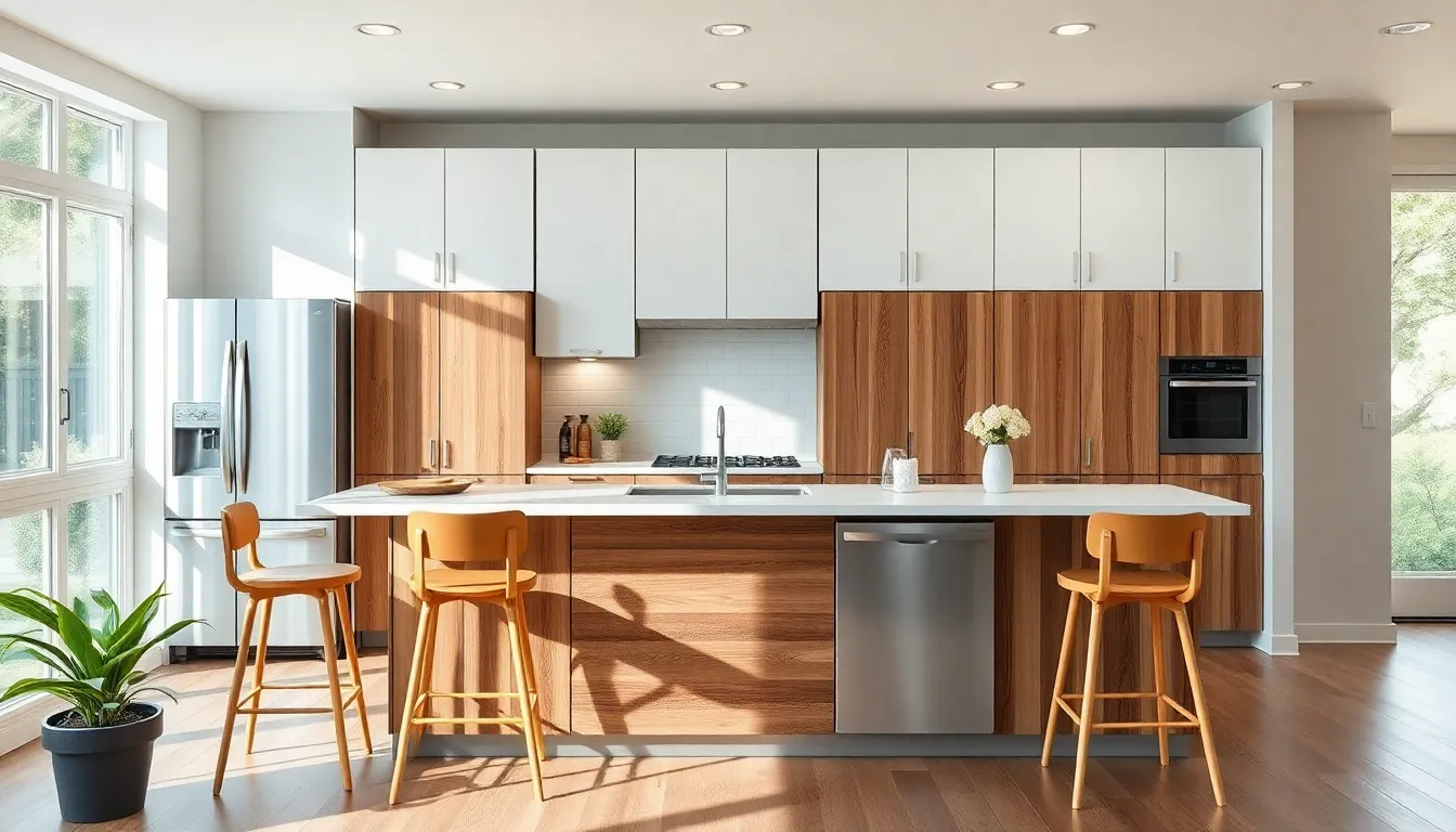 modern kitchen with sustainable materials and eco-friendly appliances.