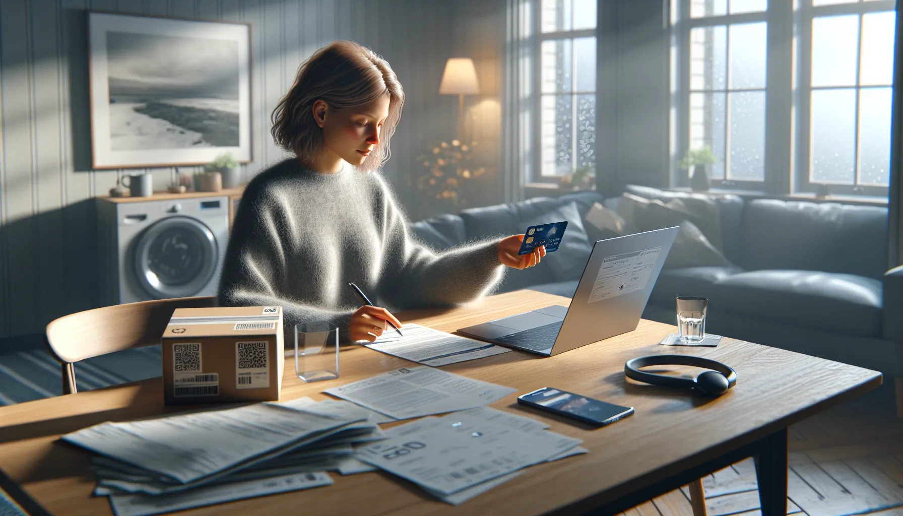 Norwegian woman claims credit card protection with cracked phone and receipts.