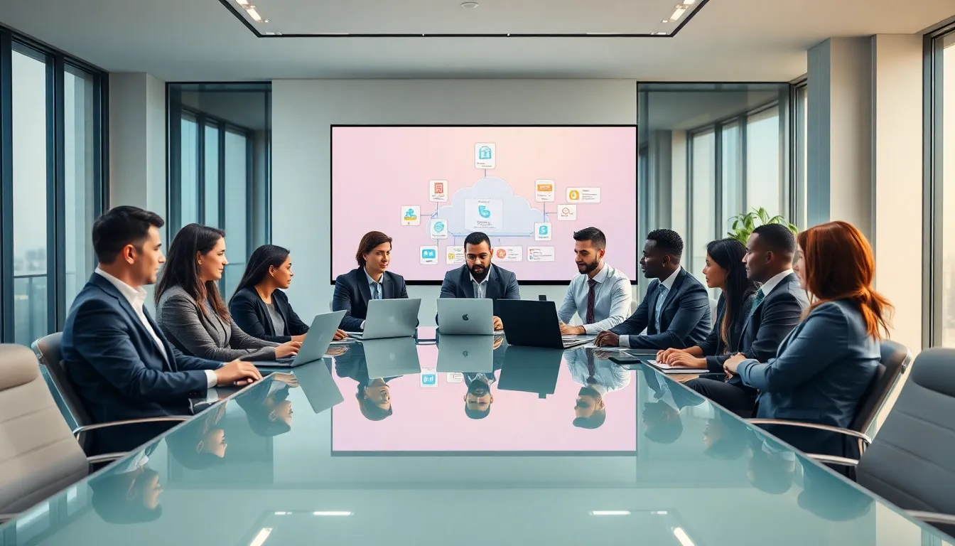 diverse IT team collaborating in a modern office on cloud DevOps.