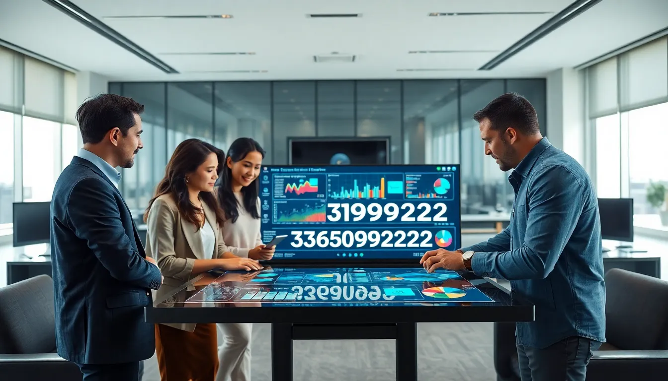 diverse team discussing data analytics in a modern office.