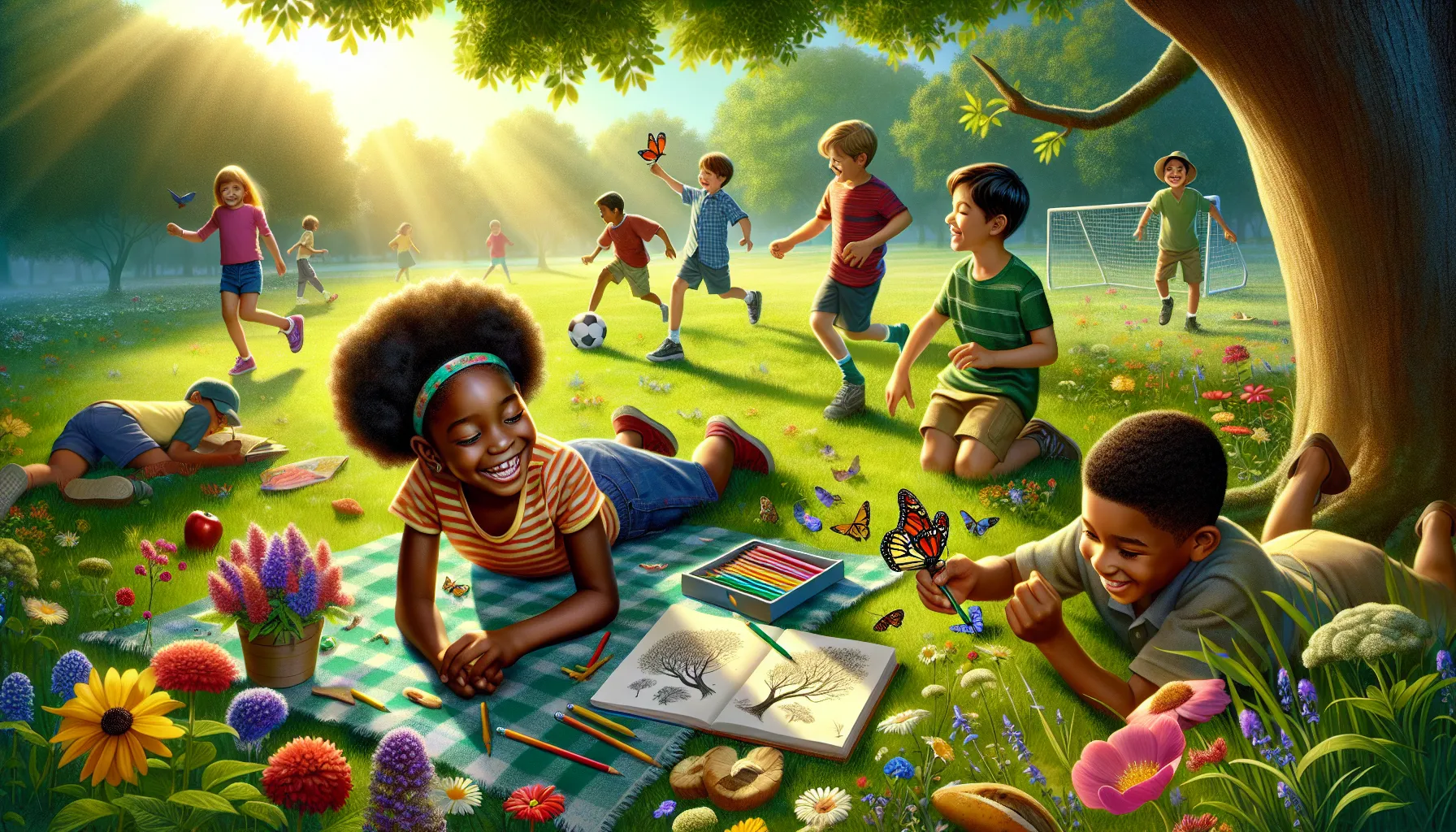 children in a park illustrating the nature vs nurture debate.