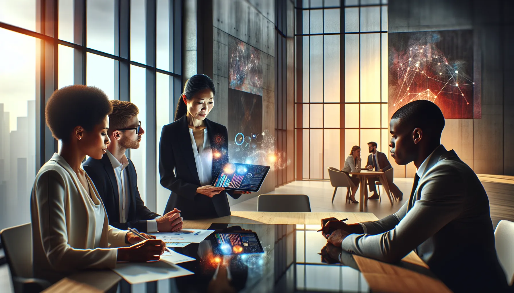 team discussing innovative concepts in a modern office.