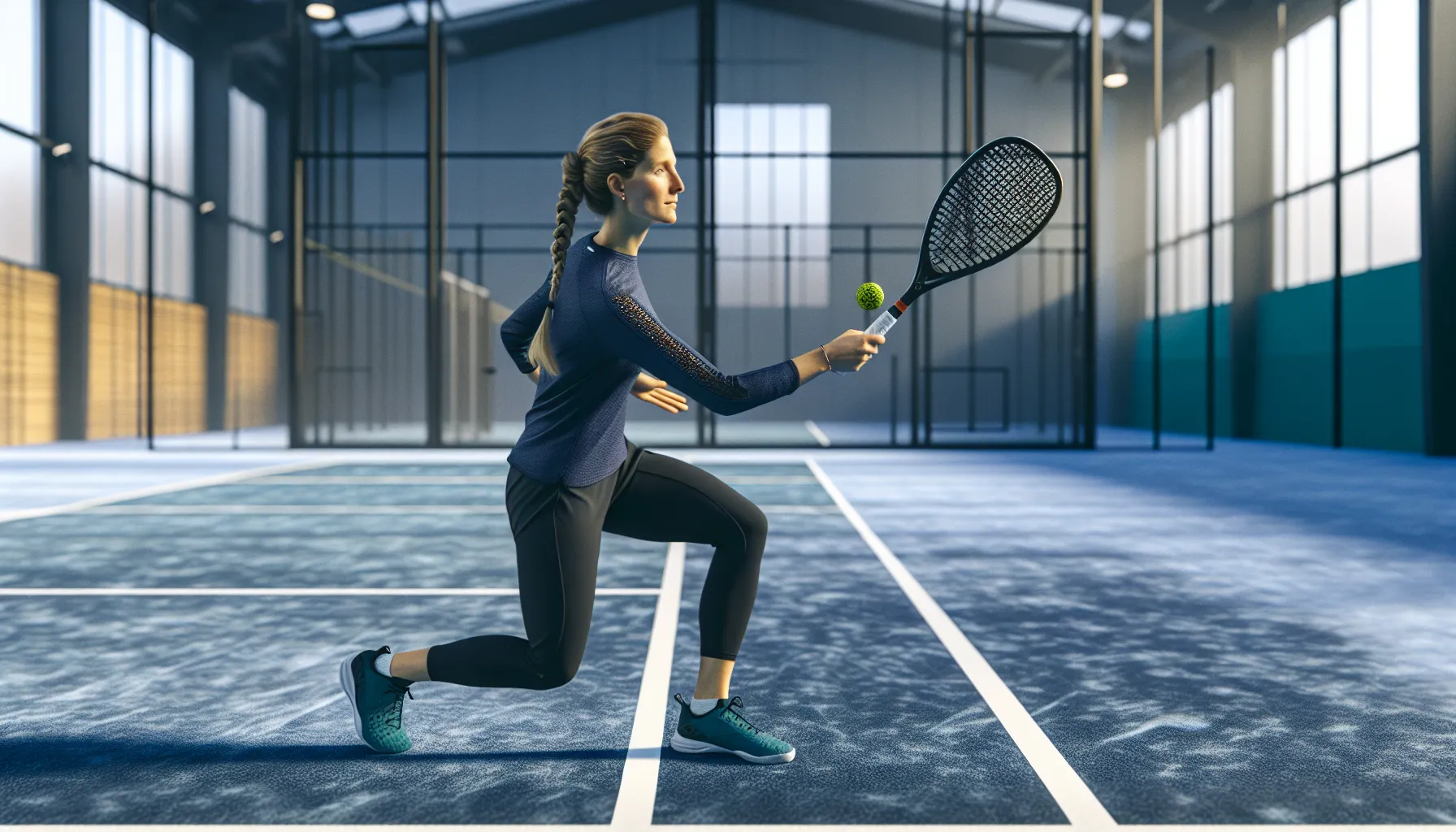De vanligste feilene nybegynnere gjør i padel – og hvordan unngå dem 2 Norwegian player lobs with relaxed grip and compact swing on indoor padel court.