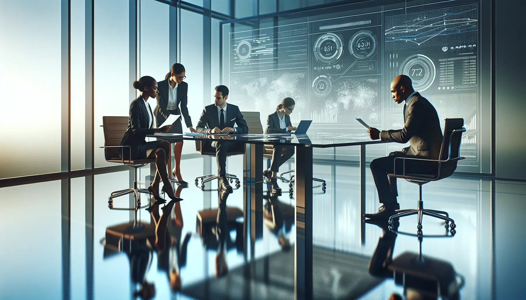 professionals discussing the significance of a key number in an office setting.