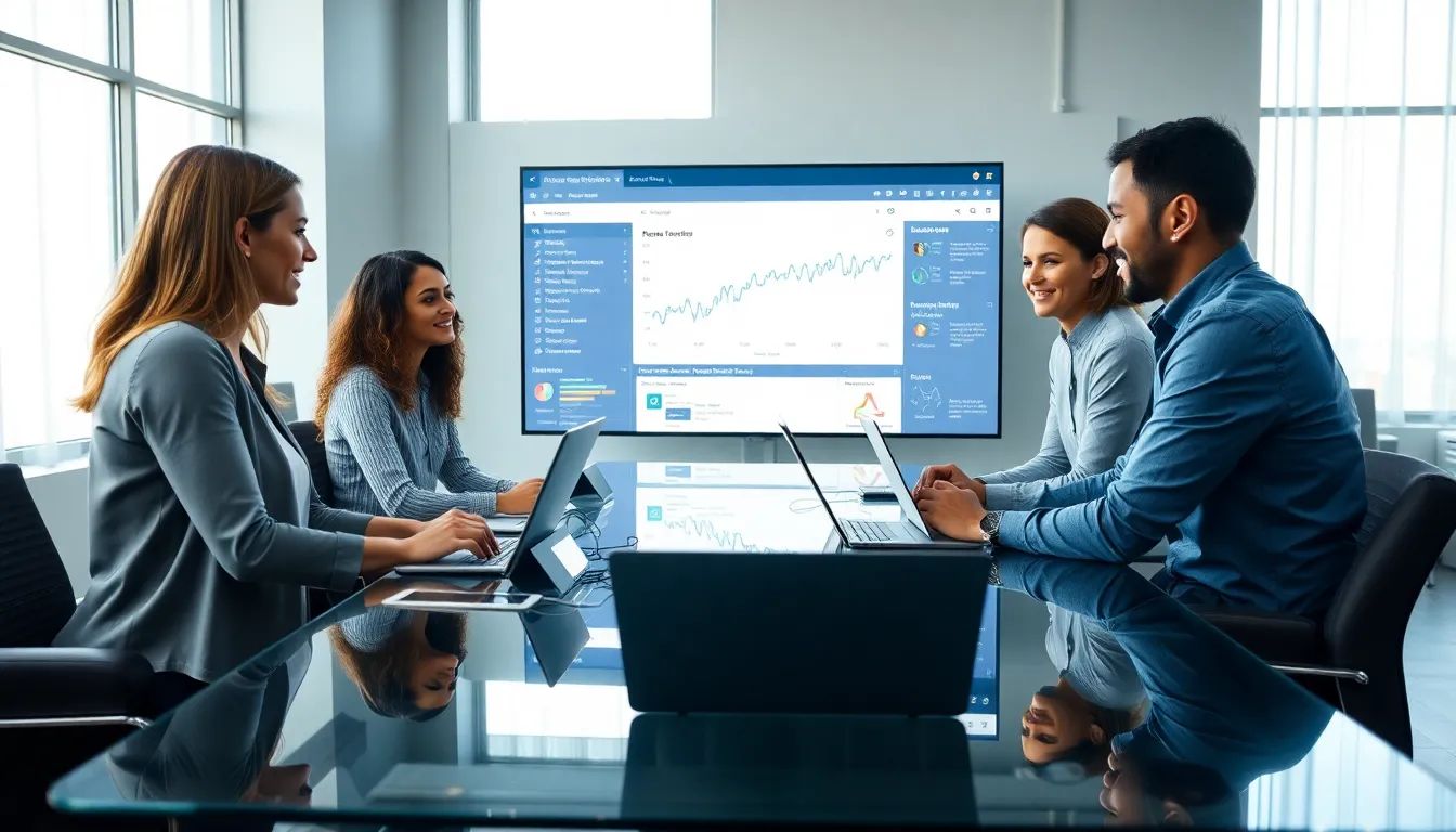 Diverse team collaborating in a modern office on DevOps automation.