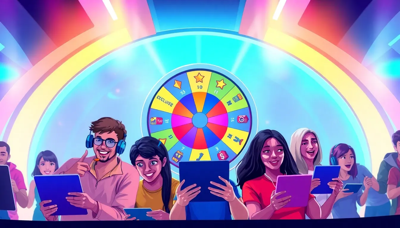 Gamers engaging with a digital 'Spin to Win' gaming interface.