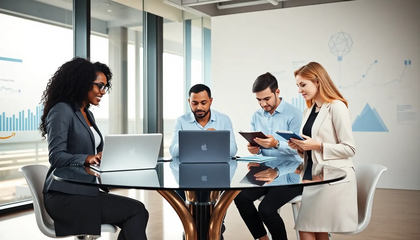 diverse team discussing artificial intelligence in a modern office.