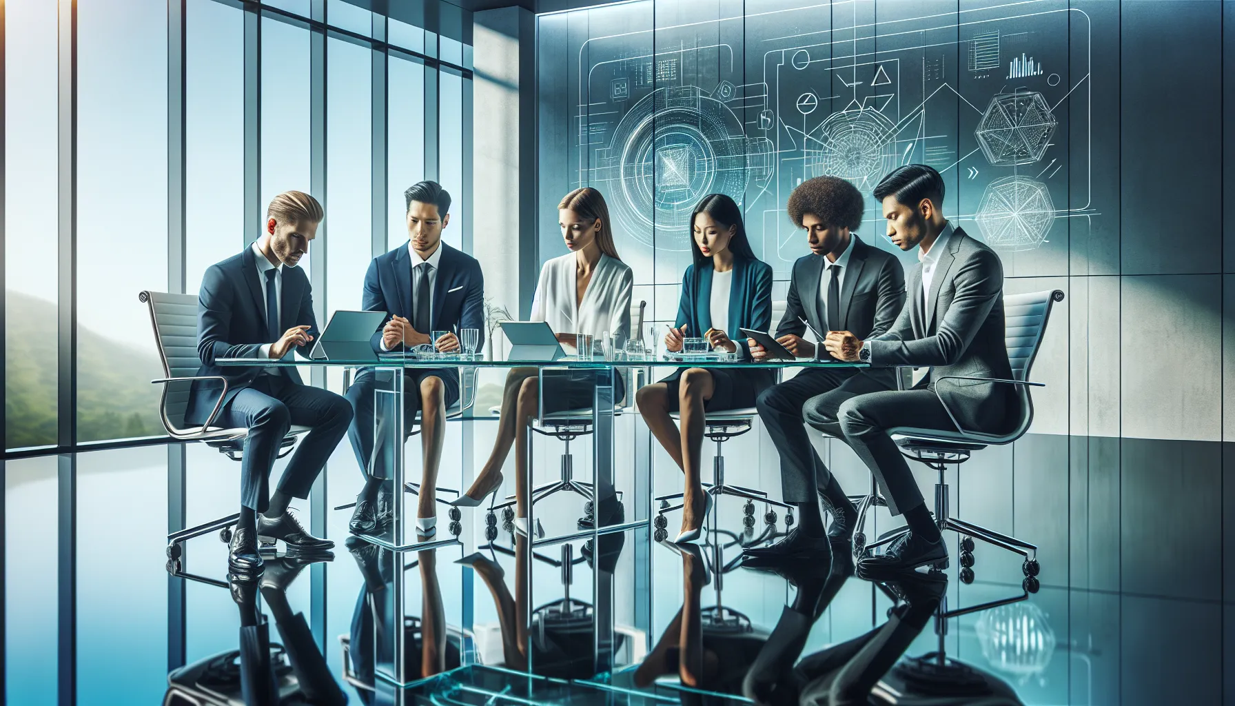 diverse professionals discussing signophenia in a modern office.