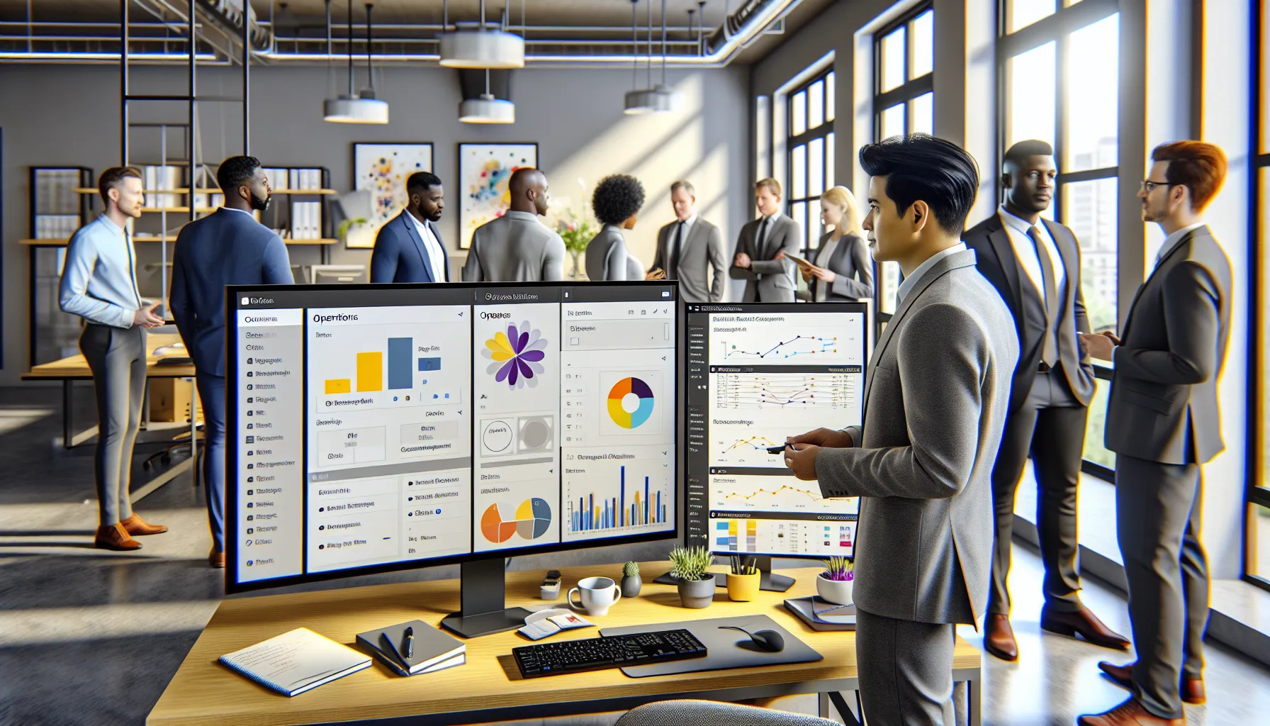 Analyst setting up a basic Power BI email subscription in a modern office.
