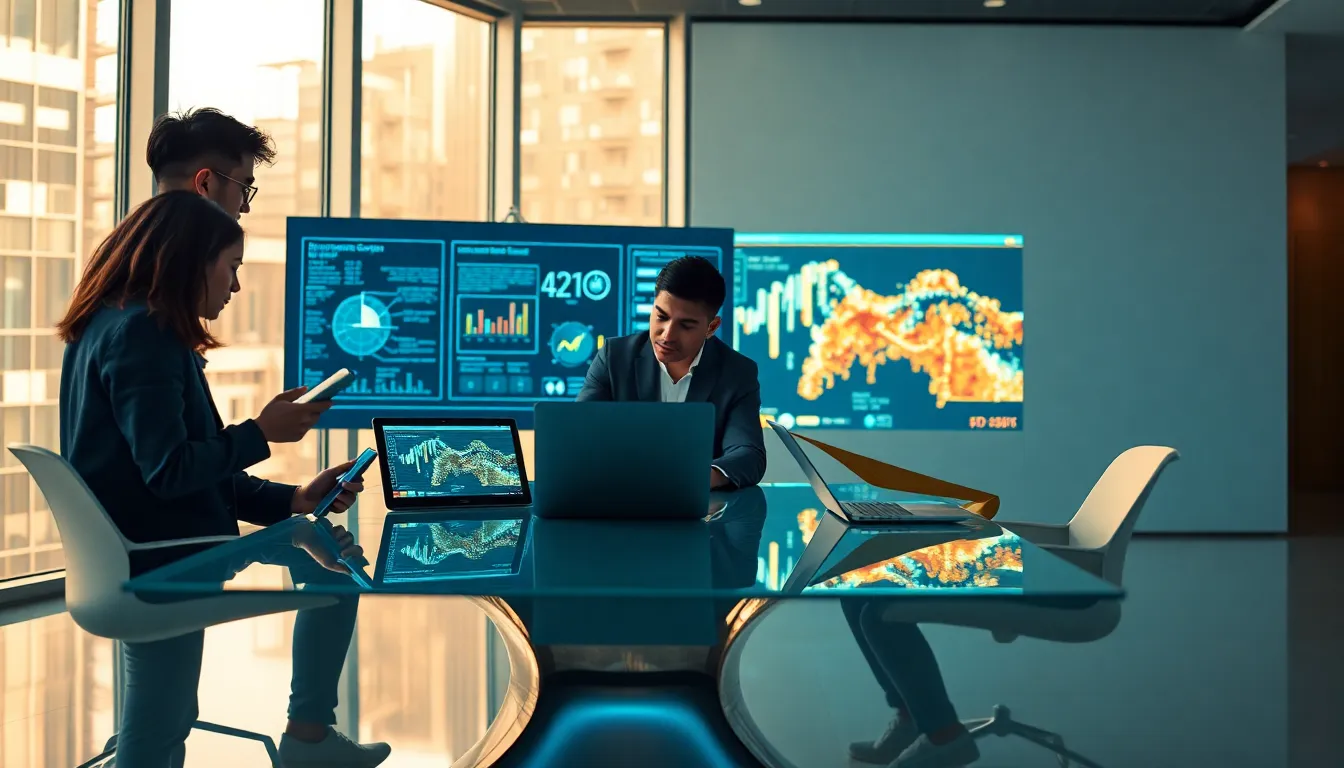 diverse team collaborating on high-tech solutions in a modern office.