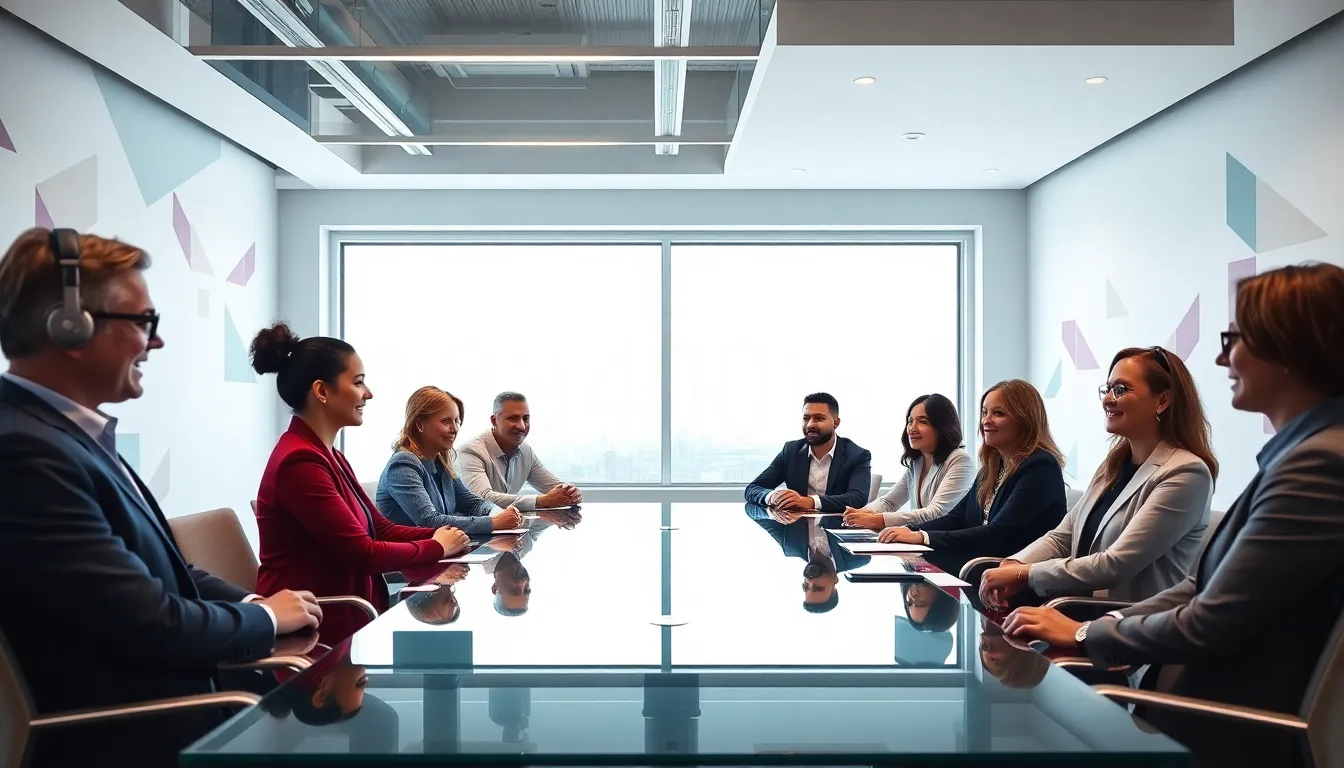 diverse professionals discussing in a modern office with a focus on 18884000057.